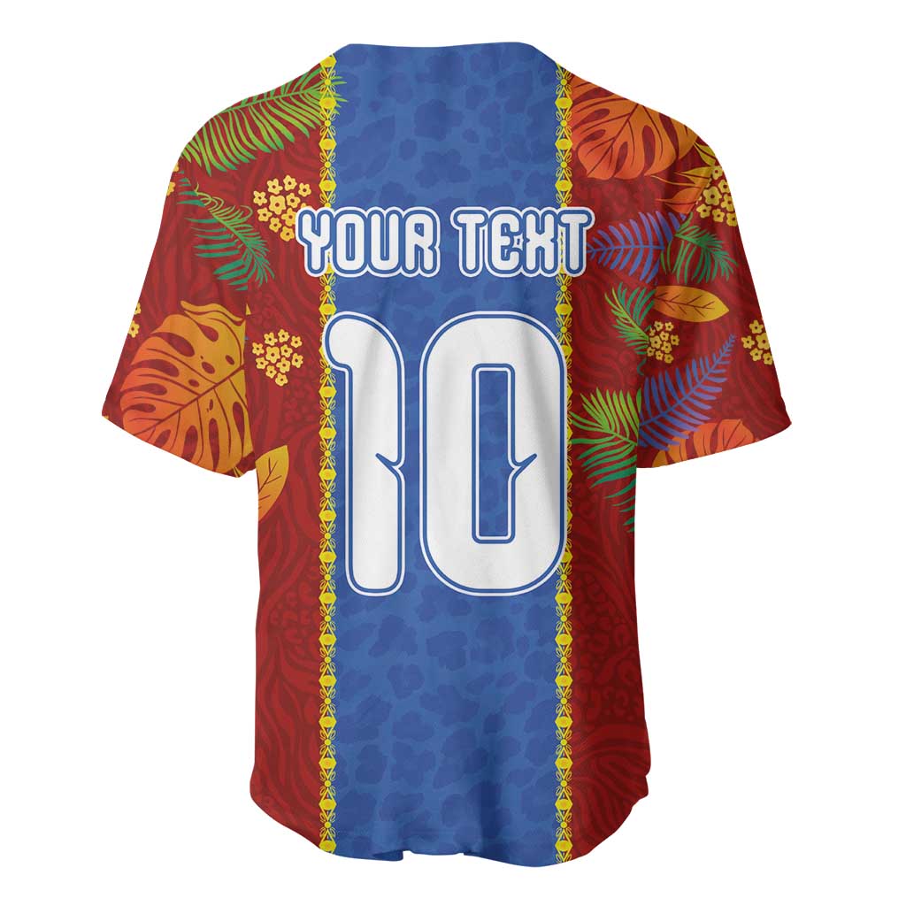 Custom DR Congo National Football Baseball Jersey The Leopards Tropical Jungle Leaf Botanical Art
