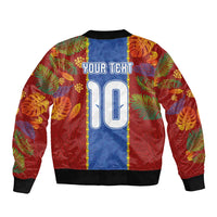 Custom DR Congo National Football Bomber Jacket The Leopards Tropical Jungle Leaf Botanical Art