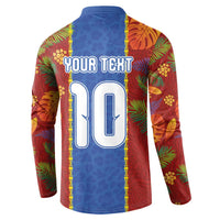 Custom DR Congo National Football Button Sweatshirt The Leopards Tropical Jungle Leaf Botanical Art
