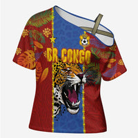 Custom DR Congo National Football Cross Shoulder Shirt The Leopards Tropical Jungle Leaf Botanical Art