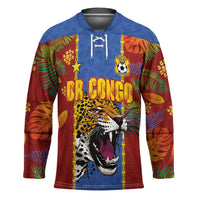 Custom DR Congo National Football Hockey Jersey The Leopards Tropical Jungle Leaf Botanical Art