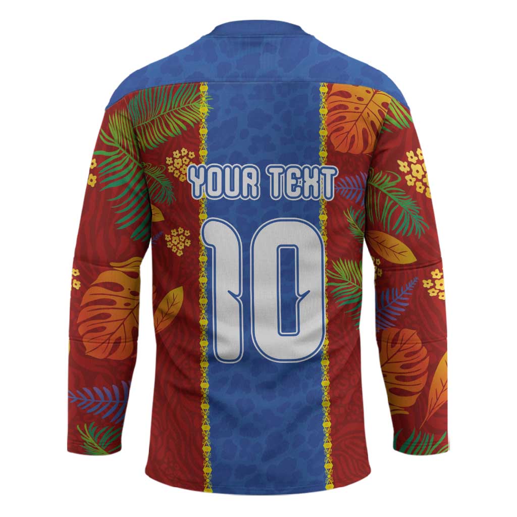 Custom DR Congo National Football Hockey Jersey The Leopards Tropical Jungle Leaf Botanical Art