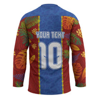 Custom DR Congo National Football Hockey Jersey The Leopards Tropical Jungle Leaf Botanical Art