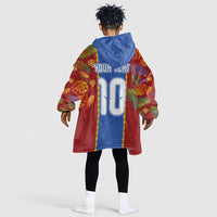 Custom DR Congo National Football Kid Wearable Blanket Hoodie The Leopards Tropical Jungle Leaf Botanical Art