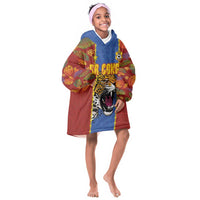 Custom DR Congo National Football Kid Wearable Blanket Hoodie The Leopards Tropical Jungle Leaf Botanical Art