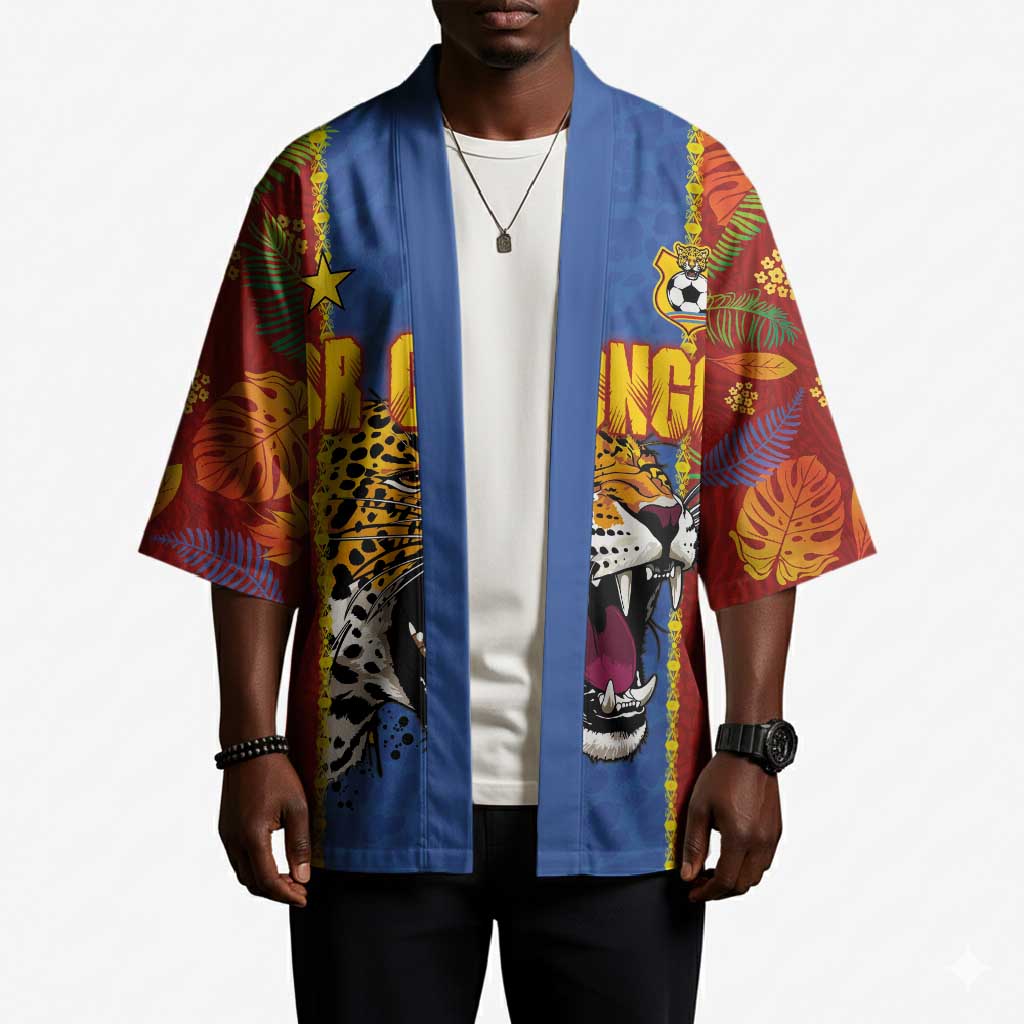 Custom DR Congo National Football Kimono The Leopards Tropical Jungle Leaf Botanical Art