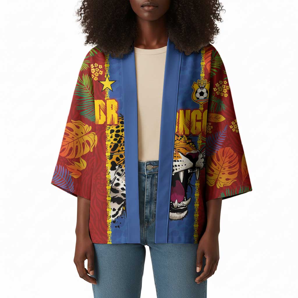 Custom DR Congo National Football Kimono The Leopards Tropical Jungle Leaf Botanical Art