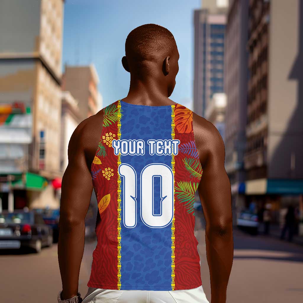 Custom DR Congo National Football Men Tank Top The Leopards Tropical Jungle Leaf Botanical Art