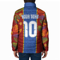 Custom DR Congo National Football Padded Jacket The Leopards Tropical Jungle Leaf Botanical Art