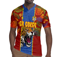 Custom DR Congo National Football Rugby Jersey The Leopards Tropical Jungle Leaf Botanical Art