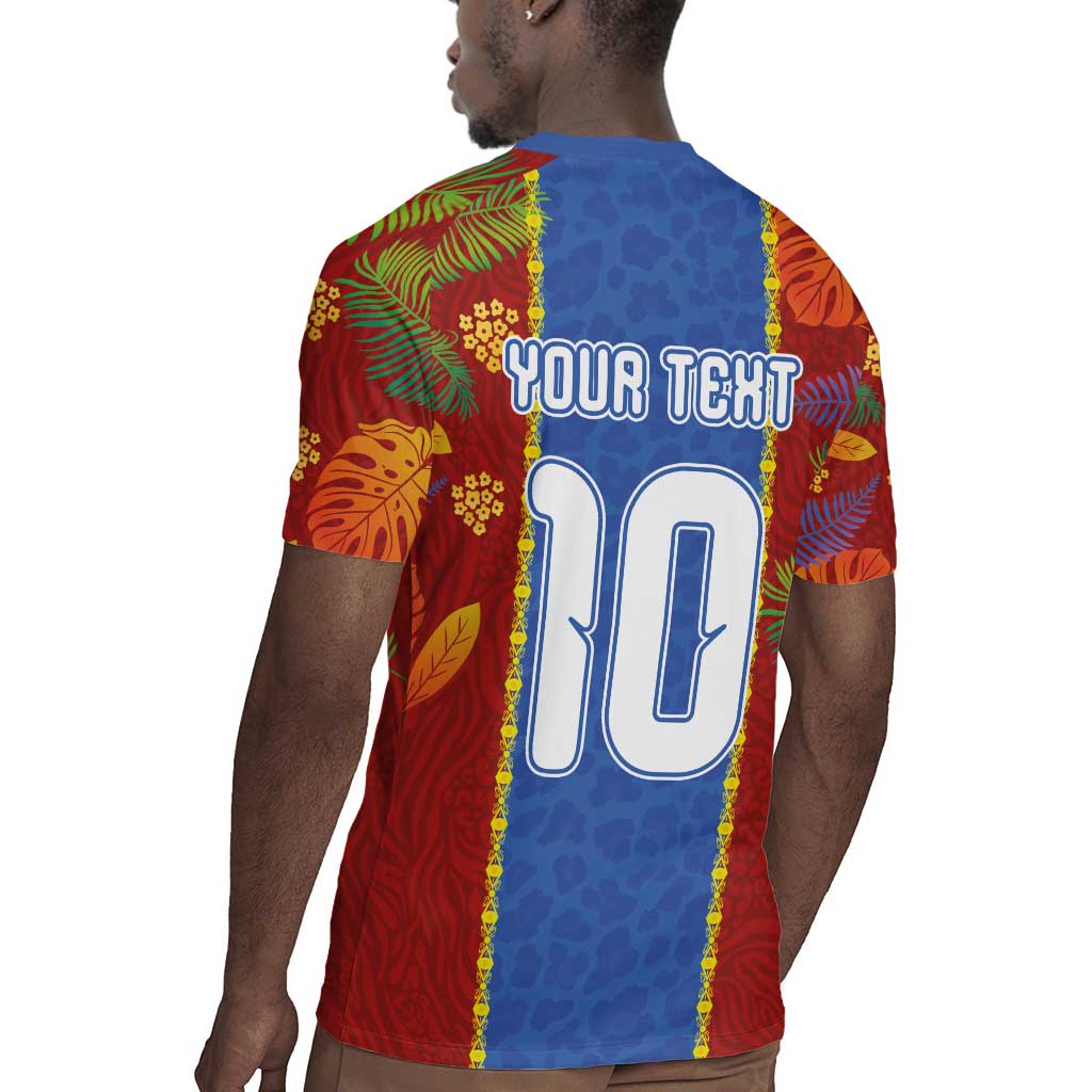 Custom DR Congo National Football Rugby Jersey The Leopards Tropical Jungle Leaf Botanical Art