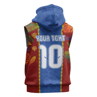 Custom DR Congo National Football Sleeveless Zip Hoodie The Leopards Tropical Jungle Leaf Botanical Art