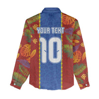 Custom DR Congo National Football Women Casual Shirt The Leopards Tropical Jungle Leaf Botanical Art