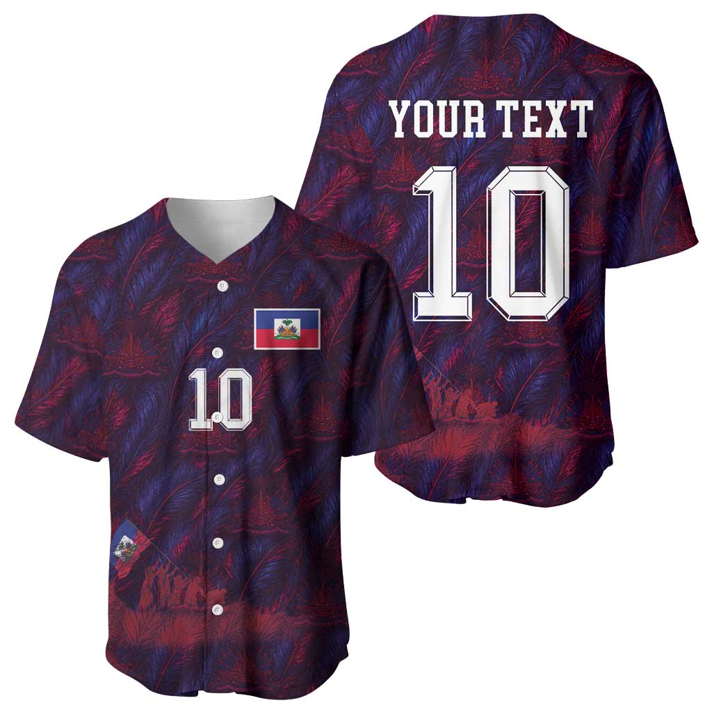 Custom Haiti National Football Baseball Jersey Les Grenadiers Feather Pattern Coat Of Arms Art