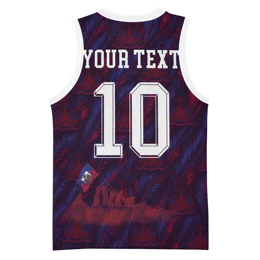 Custom Haiti National Football Basketball Jersey Les Grenadiers Feather Pattern Coat Of Arms Art