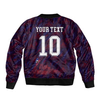 Custom Haiti National Football Bomber Jacket Les Grenadiers Feather Pattern Coat Of Arms Art