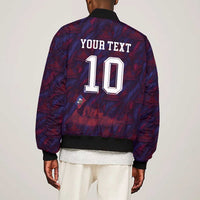 Custom Haiti National Football Bomber Jacket Les Grenadiers Feather Pattern Coat Of Arms Art