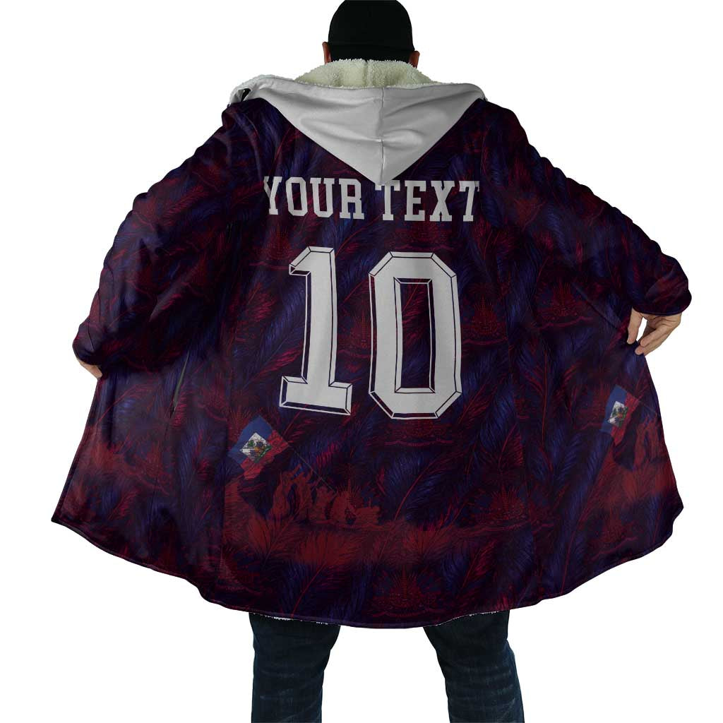 Custom Haiti National Football Cloak Les Grenadiers Feather Pattern Coat Of Arms Art