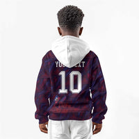 Custom Haiti National Football Kid Hoodie Les Grenadiers Feather Pattern Coat Of Arms Art