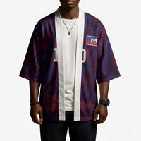 Custom Haiti National Football Kimono Les Grenadiers Feather Pattern Coat Of Arms Art