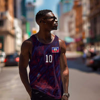 Custom Haiti National Football Men Tank Top Les Grenadiers Feather Pattern Coat Of Arms Art