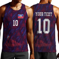 Custom Haiti National Football Men Tank Top Les Grenadiers Feather Pattern Coat Of Arms Art