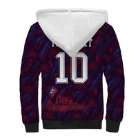Custom Haiti National Football Sherpa Hoodie Les Grenadiers Feather Pattern Coat Of Arms Art
