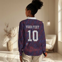 Custom Haiti National Football Women Casual Shirt Les Grenadiers Feather Pattern Coat Of Arms Art