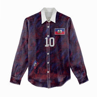 Custom Haiti National Football Women Casual Shirt Les Grenadiers Feather Pattern Coat Of Arms Art