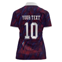 Custom Haiti National Football Women Polo Shirt Les Grenadiers Feather Pattern Coat Of Arms Art