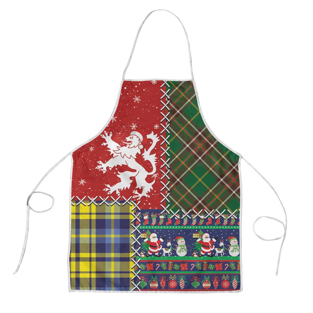 Scottish Christmas Apron Scotland Lion and Xmas Elements Patch Style - Wonder Print Shop