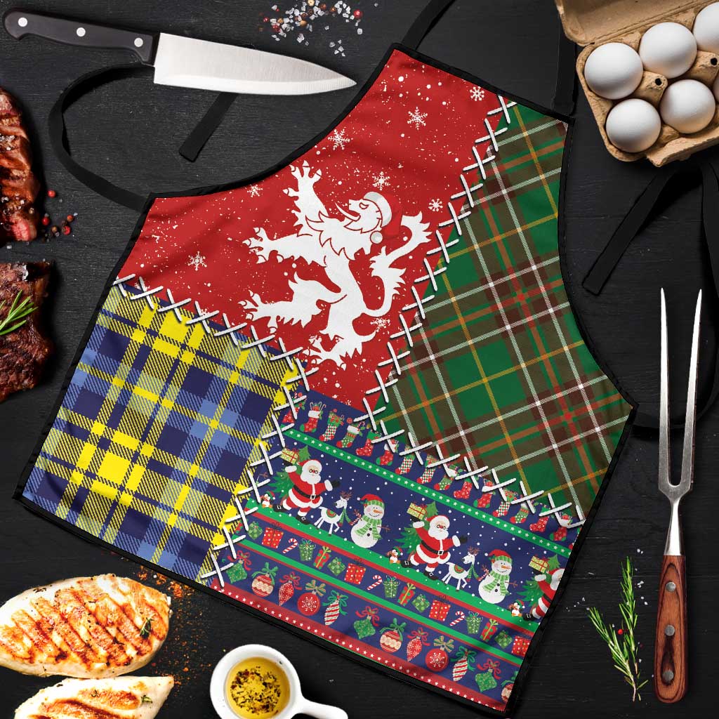Scottish Christmas Apron Scotland Lion and Xmas Elements Patch Style - Wonder Print Shop