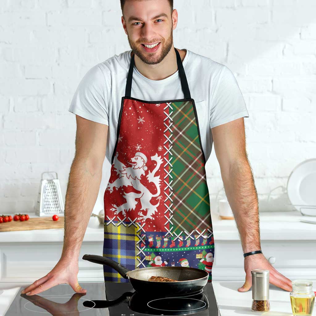 Scottish Christmas Apron Scotland Lion and Xmas Elements Patch Style - Wonder Print Shop