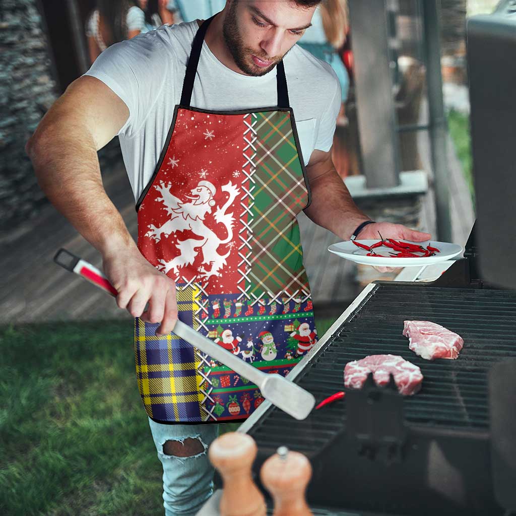 Scottish Christmas Apron Scotland Lion and Xmas Elements Patch Style - Wonder Print Shop