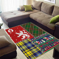 Scottish Christmas Area Rug Scotland Lion and Xmas Elements Patch Style - Wonder Print Shop
