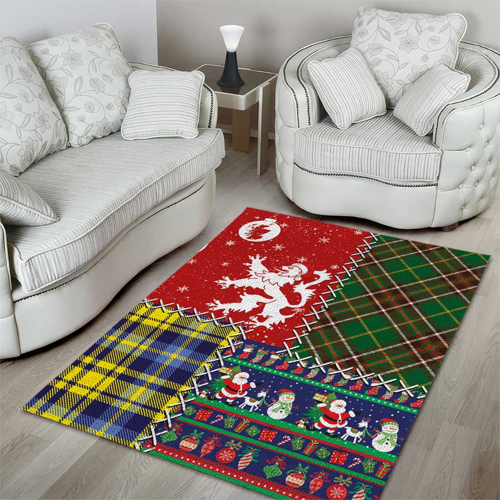 Scottish Christmas Area Rug Scotland Lion and Xmas Elements Patch Style - Wonder Print Shop