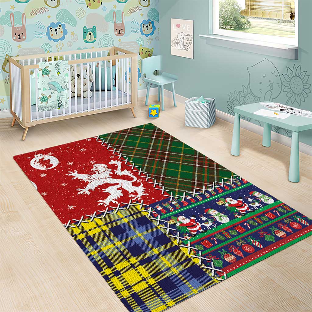 Scottish Christmas Area Rug Scotland Lion and Xmas Elements Patch Style - Wonder Print Shop