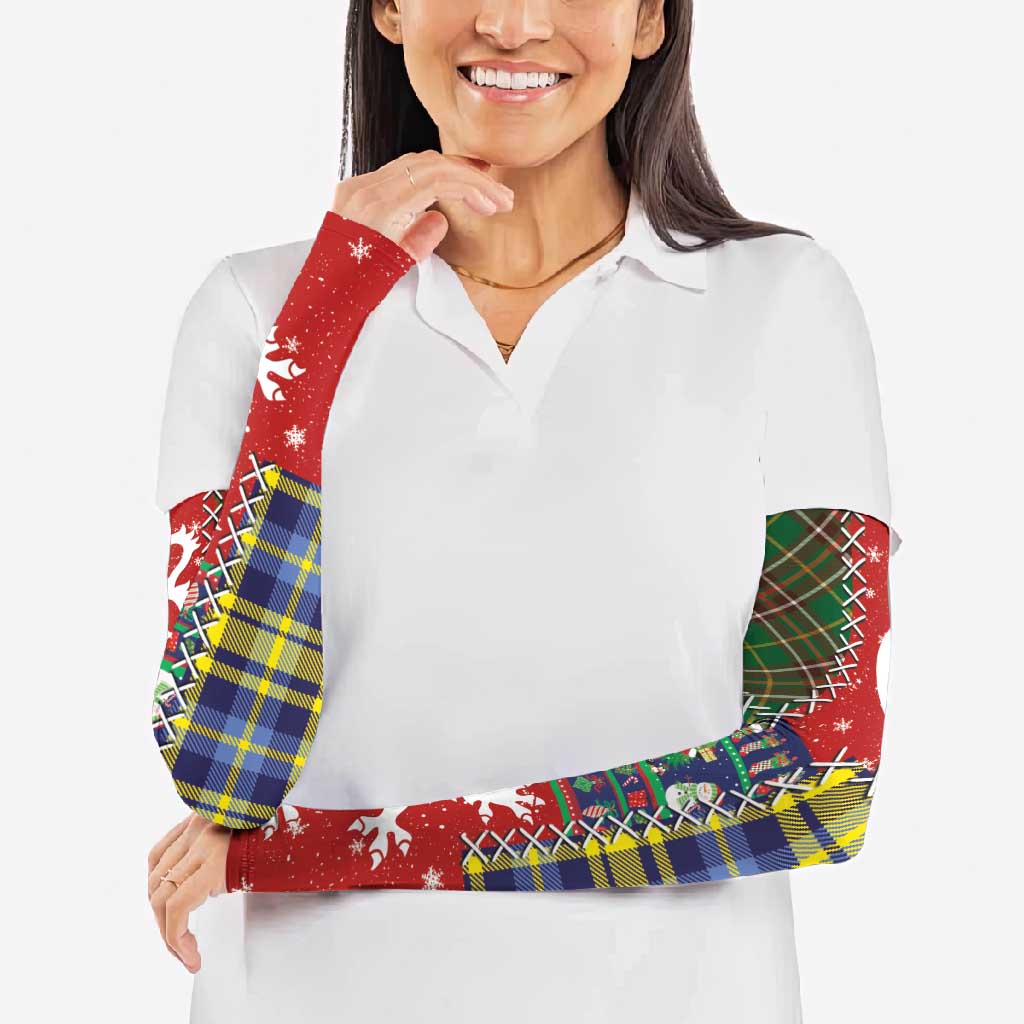 Scottish Christmas Arm Sleeves Scotland Lion and Xmas Elements Patch Style - Wonder Print Shop