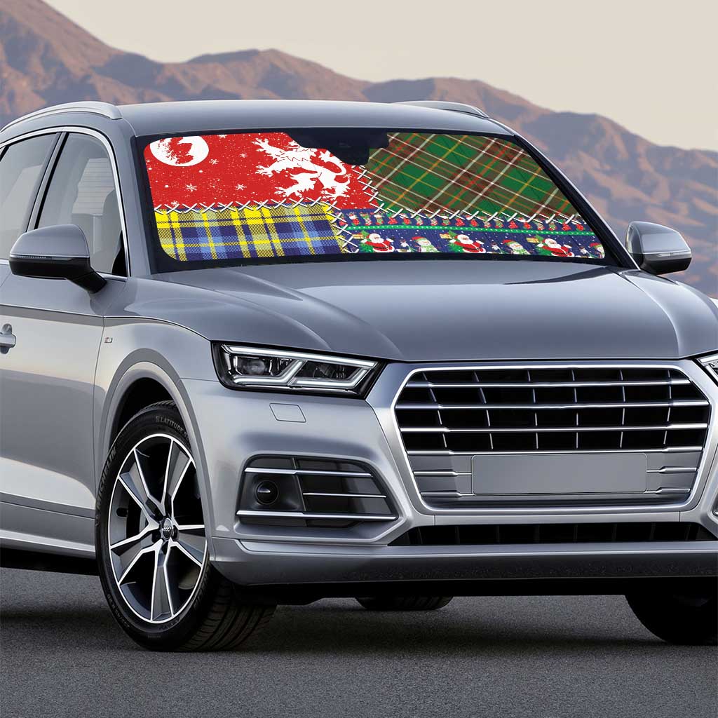 Scottish Christmas Auto Sun Shade Scotland Lion and Xmas Elements Patch Style - Wonder Print Shop