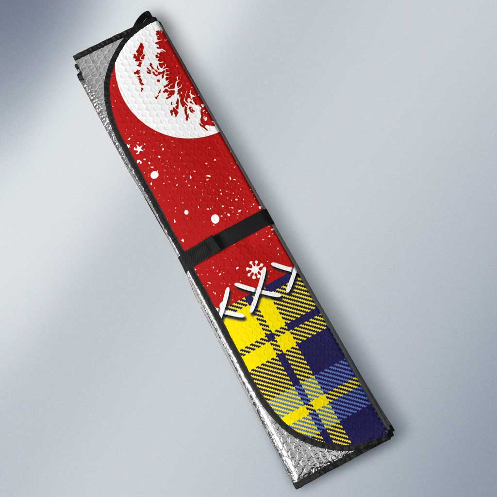 Scottish Christmas Auto Sun Shade Scotland Lion and Xmas Elements Patch Style - Wonder Print Shop