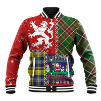 Scottish Christmas Baseball Jacket Scotland Lion and Xmas Elements Patch Style - Wonder Print Shop
