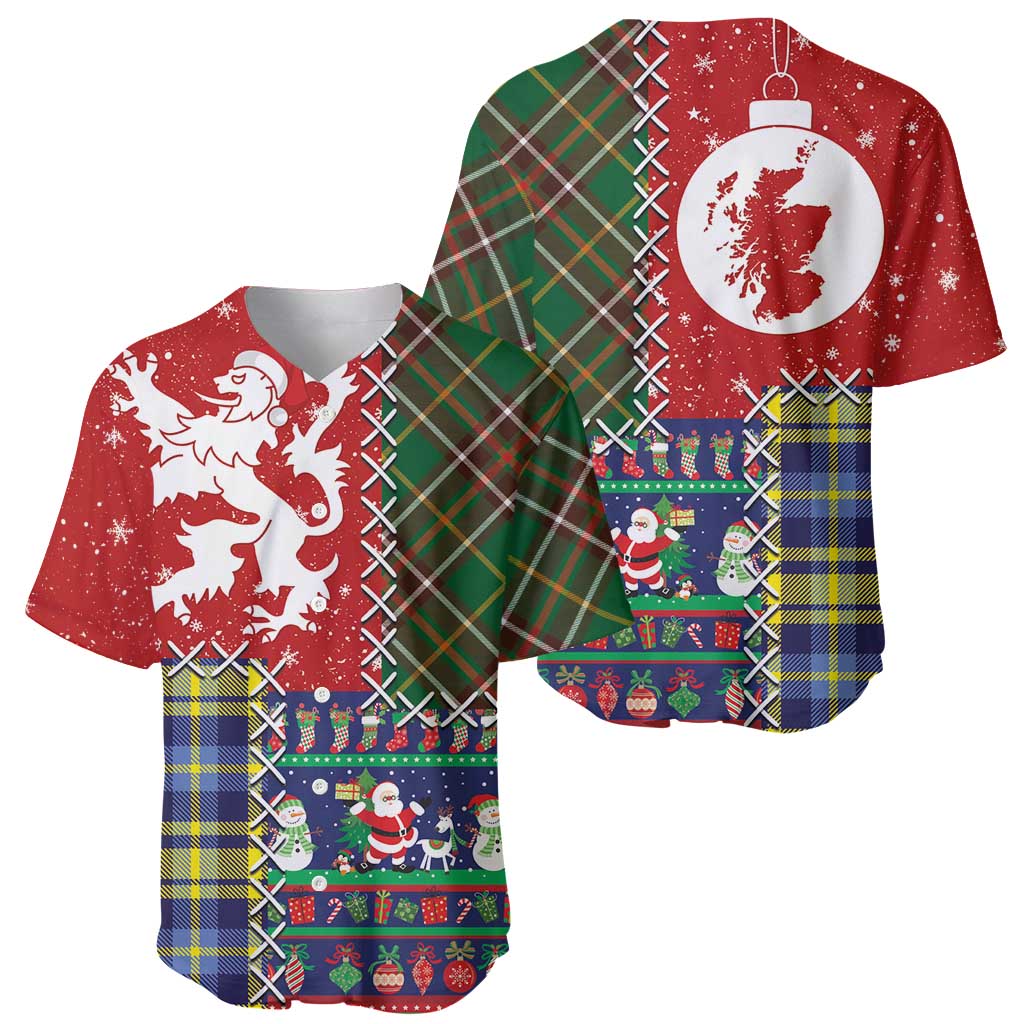 Scottish Christmas Baseball Jersey Scotland Lion and Xmas Elements Patch Style - Wonder Print Shop
