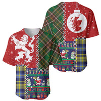 Scottish Christmas Baseball Jersey Scotland Lion and Xmas Elements Patch Style - Wonder Print Shop