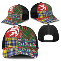 Scottish Christmas Baseball Net Cap Scotland Lion and Xmas Elements Patch Style - Wonder Print Shop