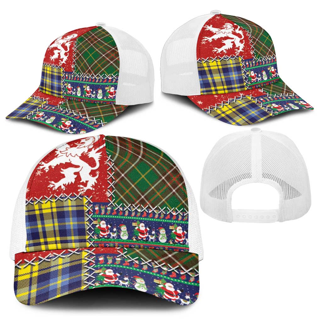 Scottish Christmas Baseball Net Cap Scotland Lion and Xmas Elements Patch Style - Wonder Print Shop