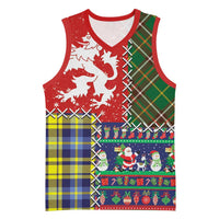Scottish Christmas Basketball Jersey Scotland Lion and Xmas Elements Patch Style - Wonder Print Shop