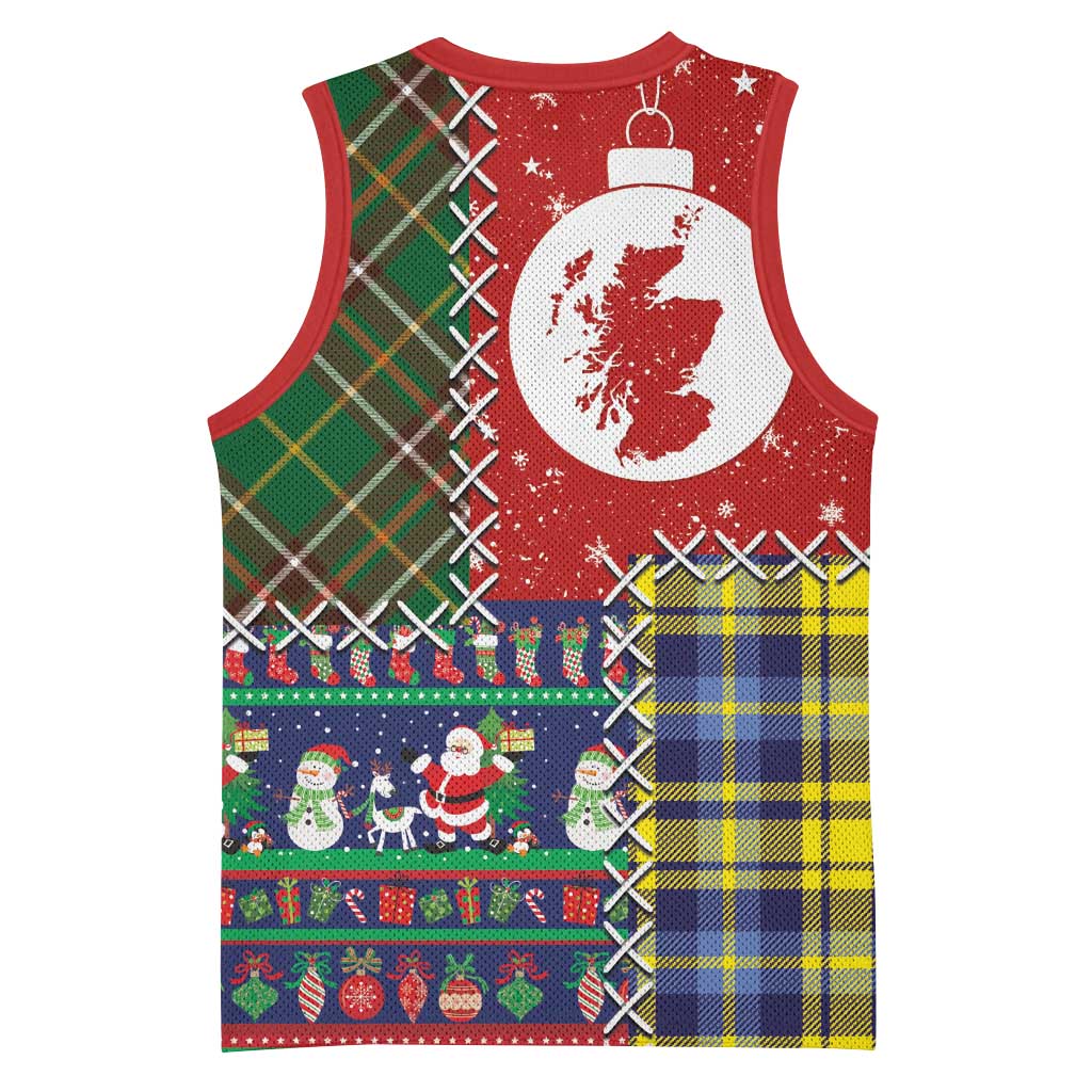 Scottish Christmas Basketball Jersey Scotland Lion and Xmas Elements Patch Style - Wonder Print Shop
