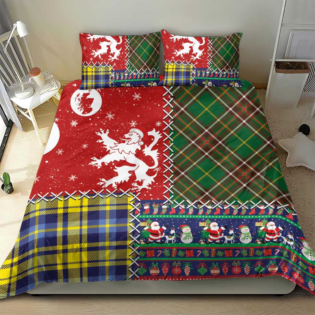 Scottish Christmas Bedding Set Scotland Lion and Xmas Elements Patch Style - Wonder Print Shop