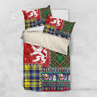 Scottish Christmas Bedding Set Scotland Lion and Xmas Elements Patch Style - Wonder Print Shop