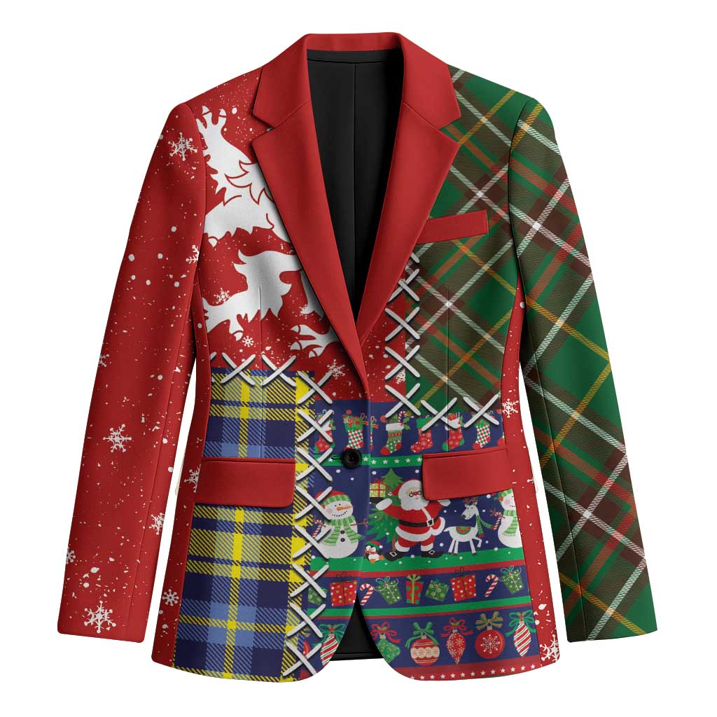 Scottish Christmas Blazer Scotland Lion and Xmas Elements Patch Style - Wonder Print Shop